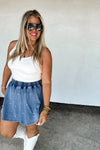 Hazel Blues® |  PREORDER: Denim & Pearls Skort