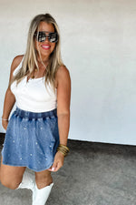 Hazel Blues® |  PREORDER: Denim & Pearls Skort