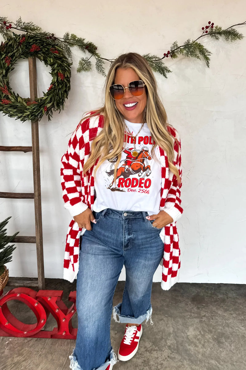 Hazel Blues® |  PREORDER: Christmas Cloud Cardigan Red Checker