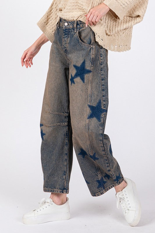 Hazel Blues® |  SAGE + FIG Star Wide Leg Jeans with Pockets