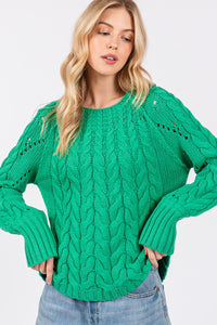 Hazel Blues® |  SAGE + FIG Cable-Knit Long Sleeve Sweater