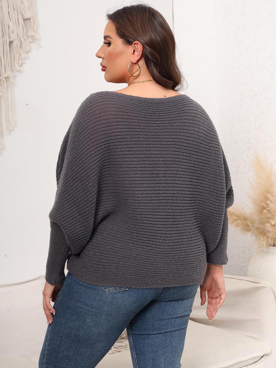 Hazel Blues® |  Boat Neck Batwing Sleeve Sweater