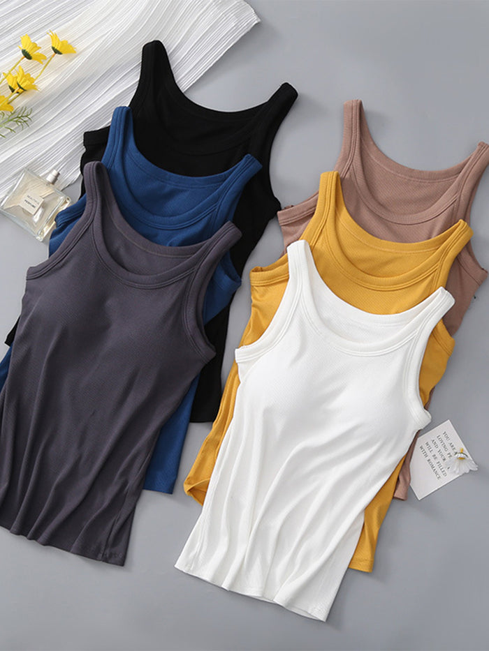 Hazel Blues® |  Round Neck Tank with Bra