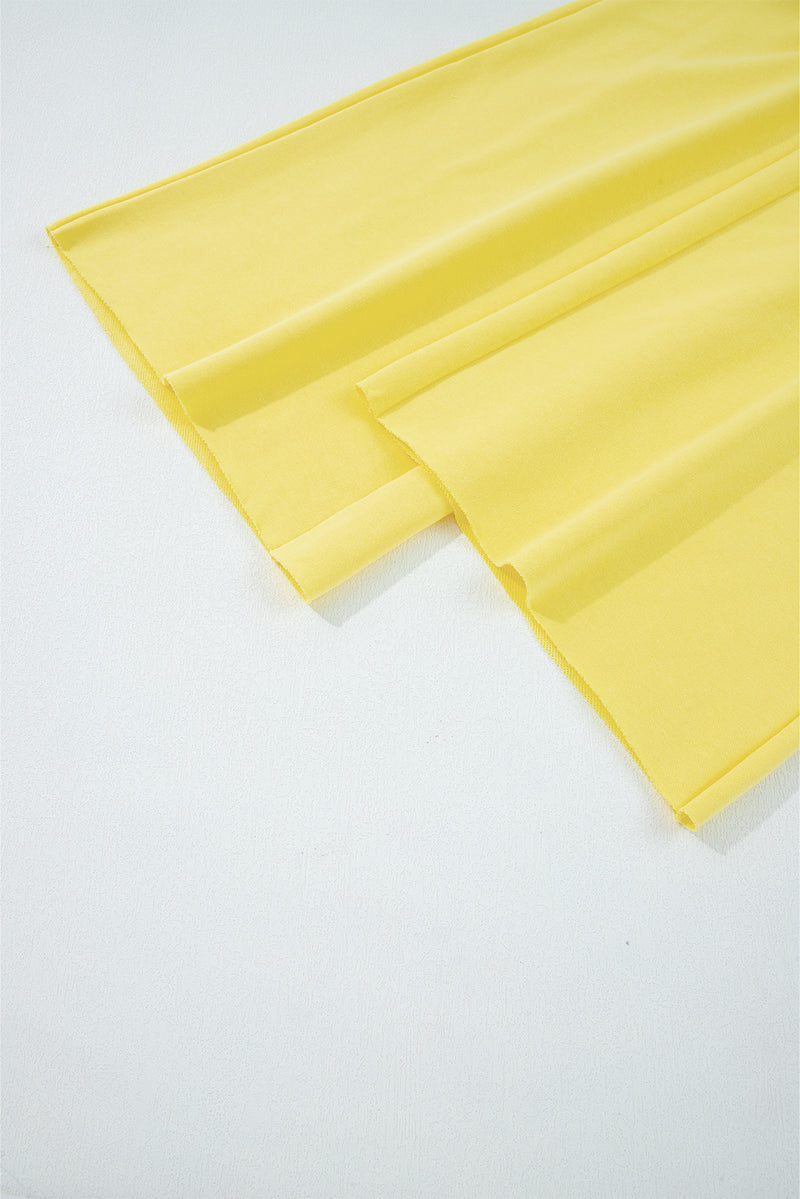 Hazel Blues® |  Yellow Cream Drop Shoulder Puff Sleeve Crop Pullover Drawstring Wide Leg Pants Set