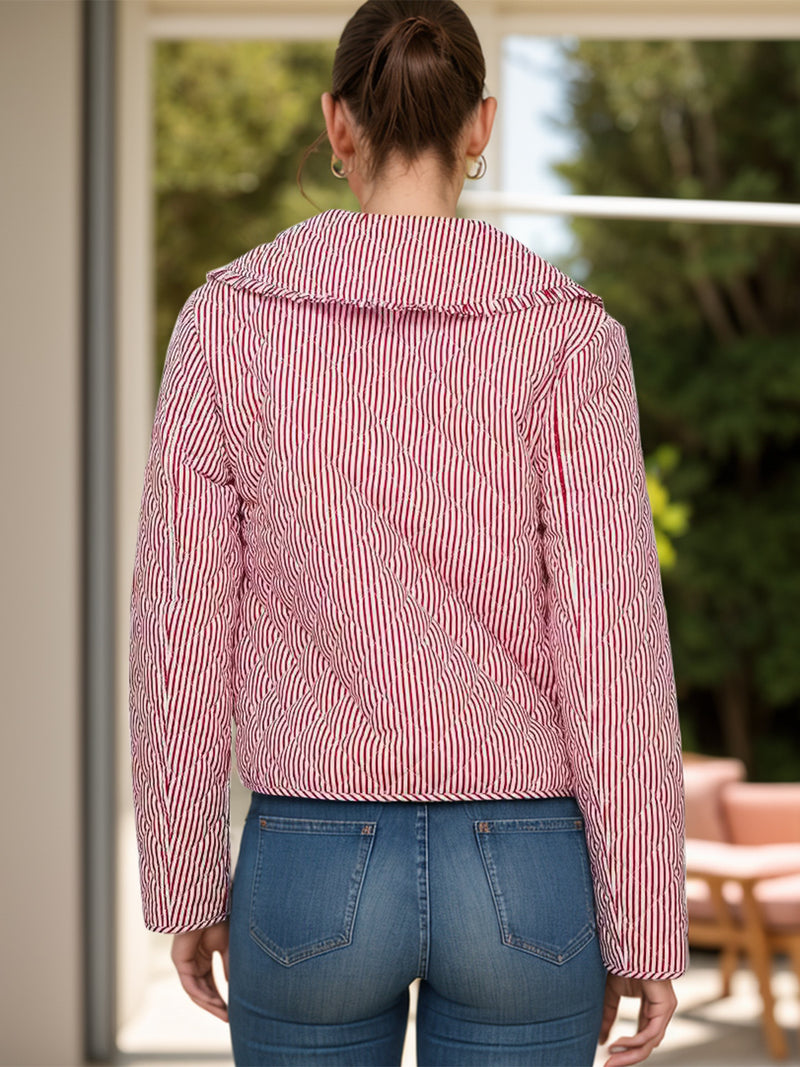 Hazel Blues® |  Tied Striped Long Sleeve Jacket