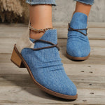 Hazel Blues® |  Contrast Canvas Low Heel Boots