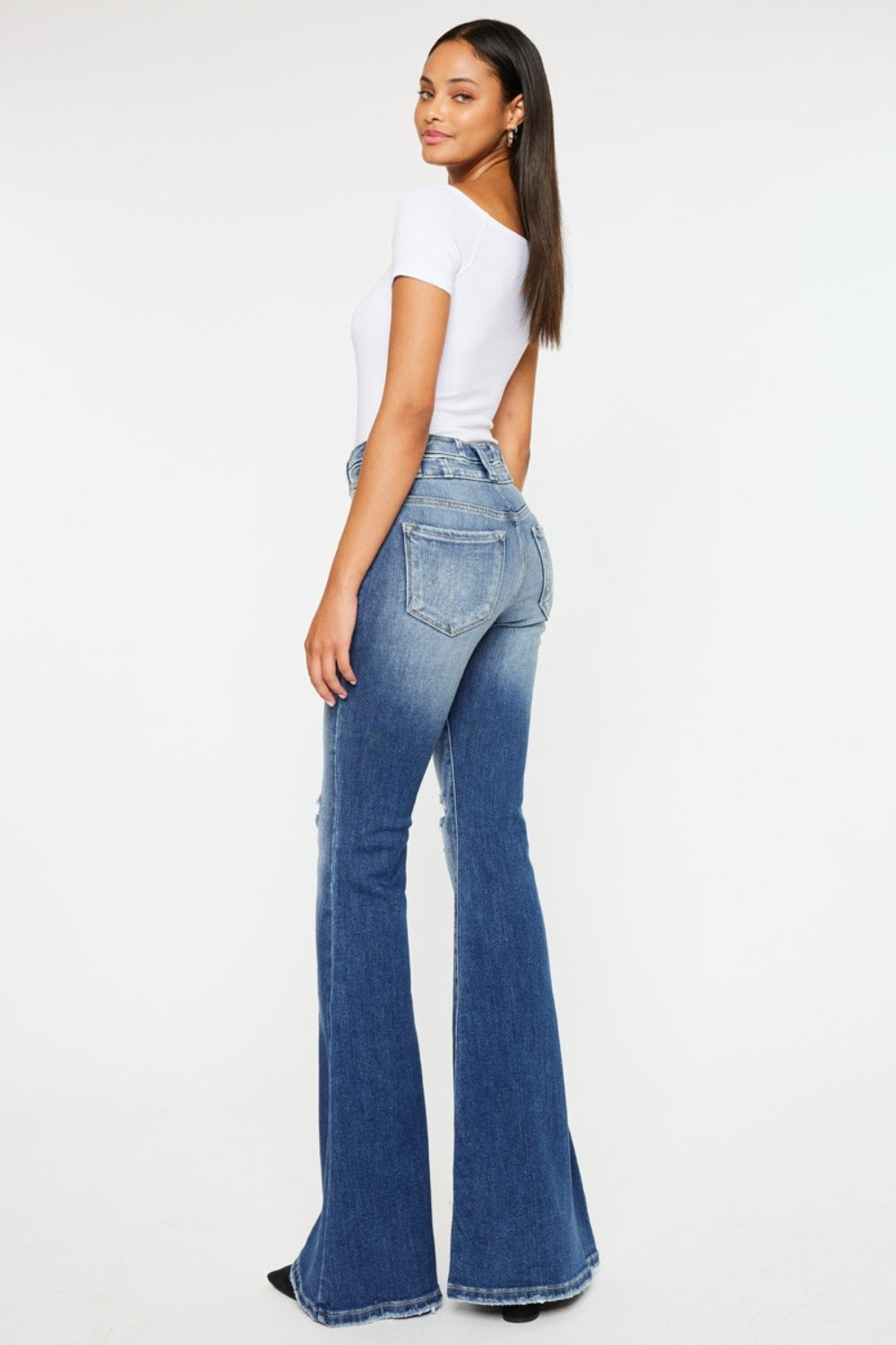 Hazel Blues® |  Kancan High Rise Wide Waistband Flare Jeans