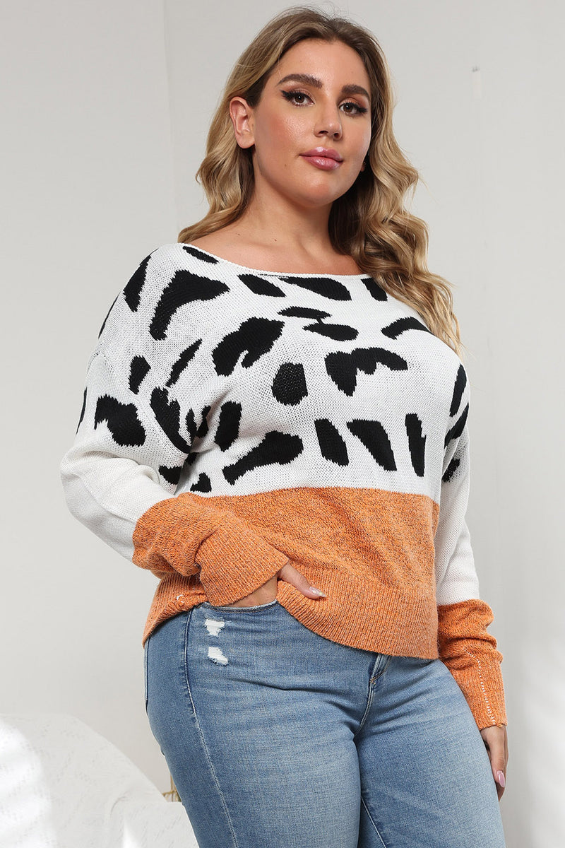 Hazel Blues® | Leopard Round Neck Long Sleeve Sweater