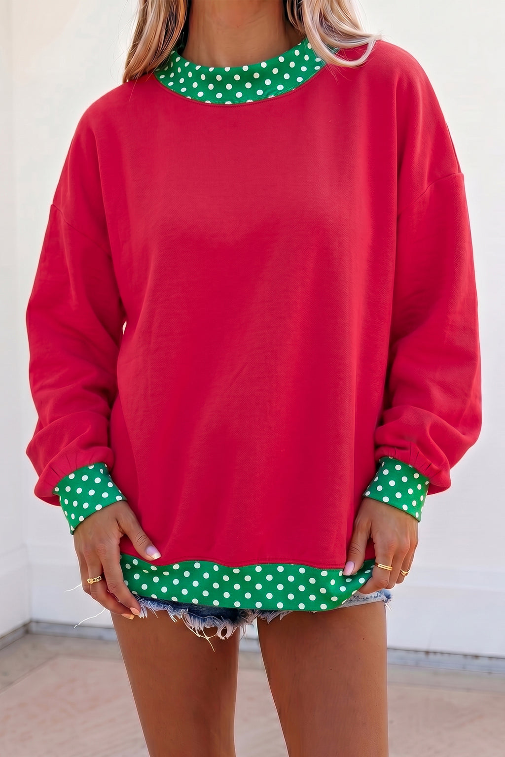 Eloise Haven Polka-Dot Oversized Sweatshirt