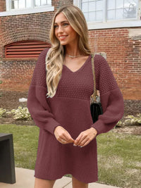 Hazel Blues® |  Perfee V-Neck Long Sleeve Sweater Dress