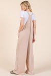 Hazel Blues® |  BOMBOM Knot Straps Wide Leg Ribbed Overalls with Pockets