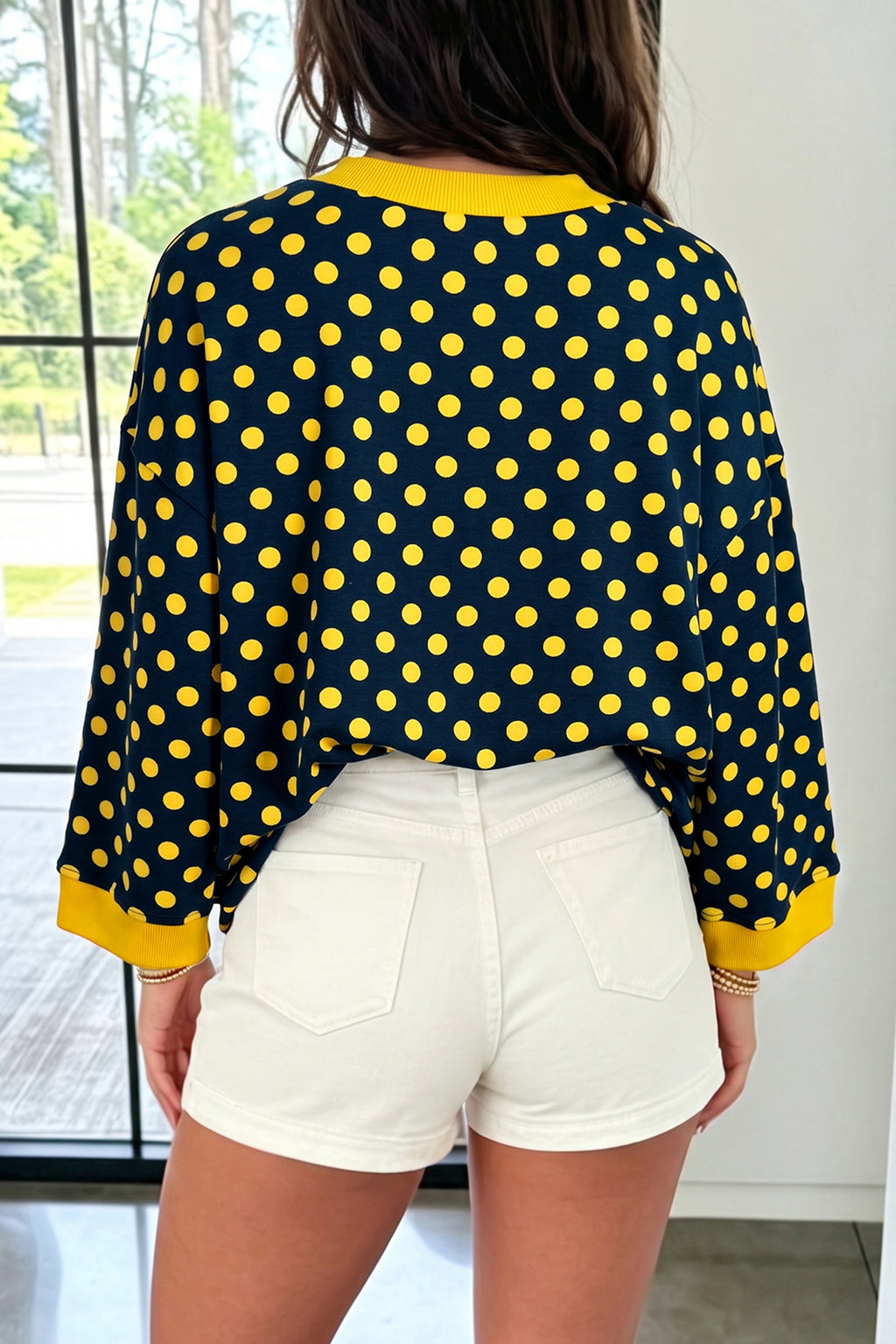 Delilah Lane Blue Polka Dot Top