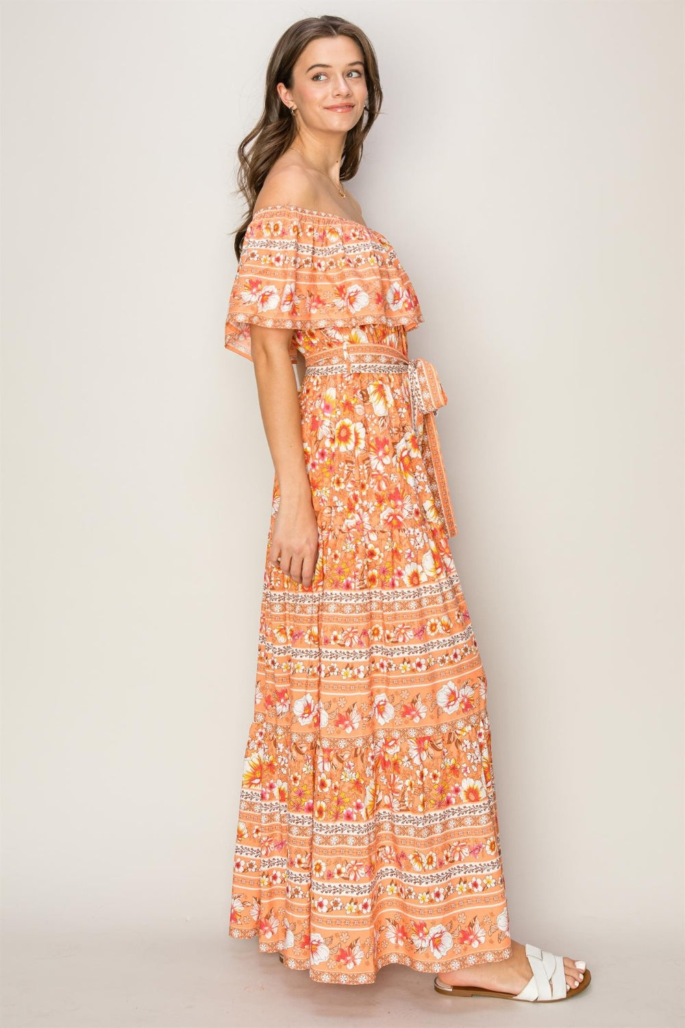 Hazel Blues® |  HYFVE Floral Off-Shoulder Tie Front Maxi Dress