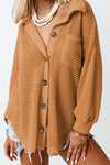 Hazel Blues® |  Waffle-Knit Collared Neck Long Sleeve Shirt