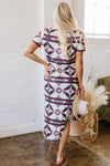 Hazel Blues® |  Red Western Aztec Printed Long T-shirt Dress