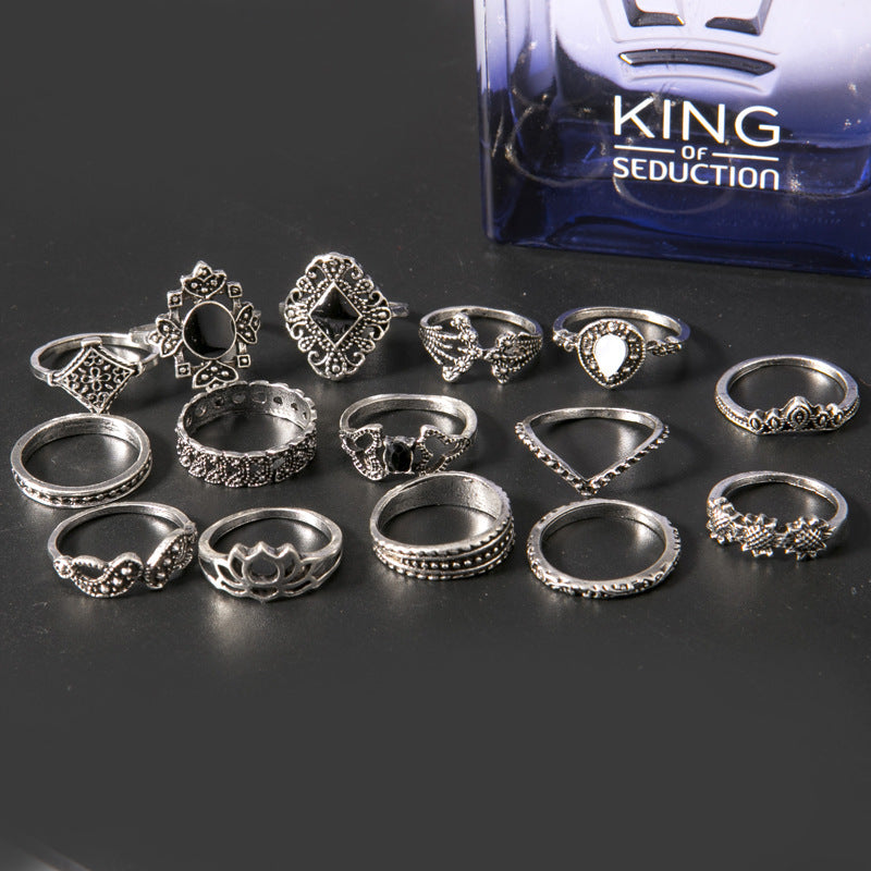 Hazel Blues® |  15 Piece Alloy Vintage Ring Set