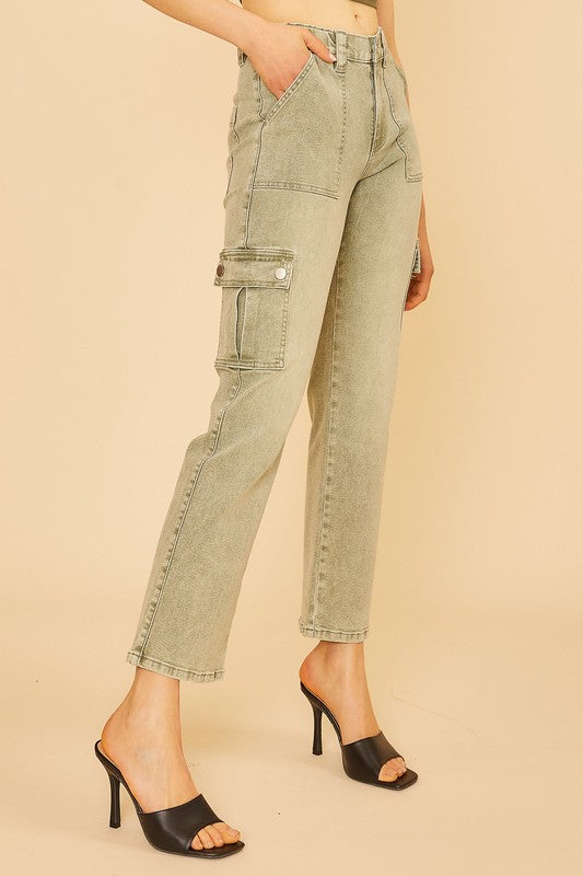 Hazel Blues® |  Annie Wear Straight Leg Jeans with Cargo Pockets