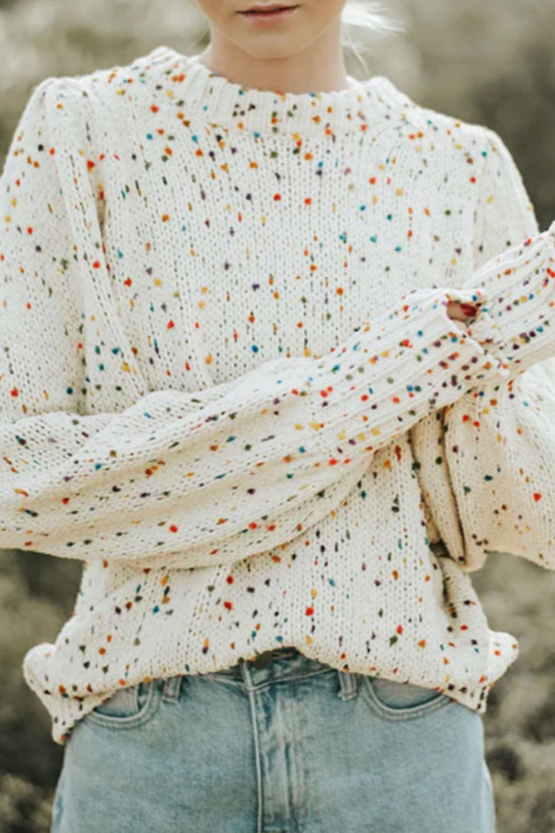 Hazel Blues® |  Confetti Round Neck Long Sleeve Sweater