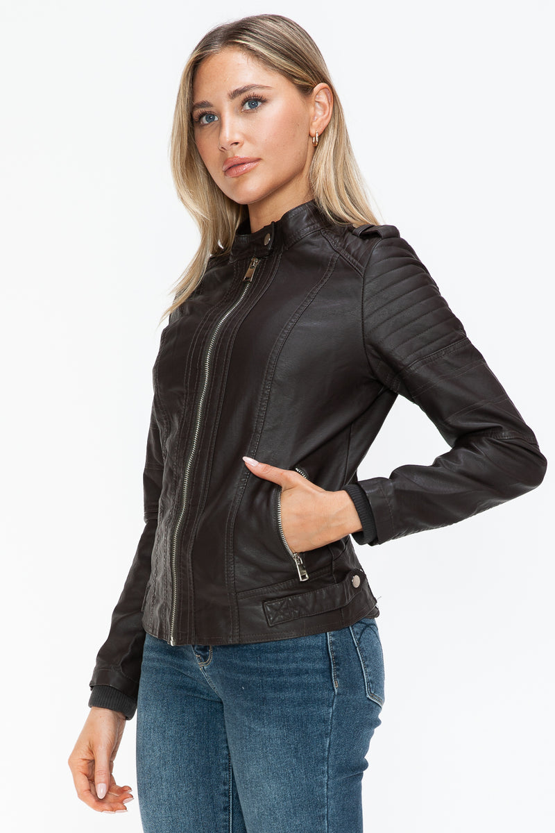 Hazel Blues® |  Snobbish PU Leather Biker Jacket with Side Zip Pockets