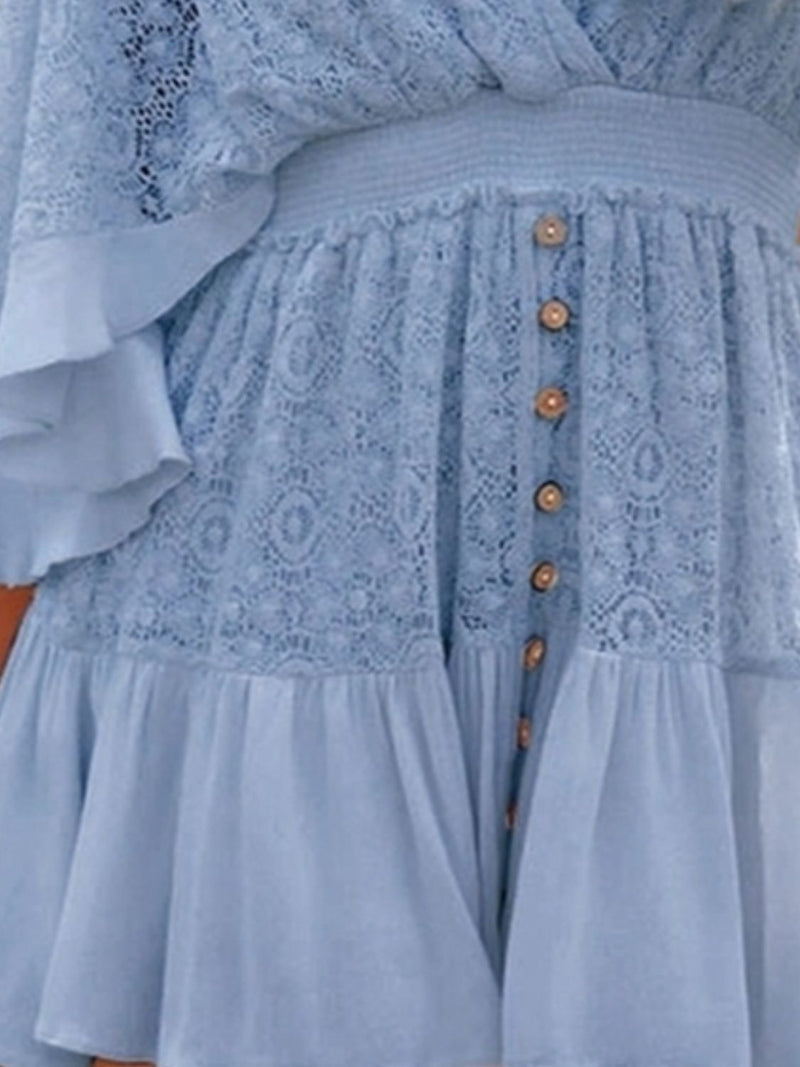 Hazel Blues® |  Lace Cutout Half Sleeve Mini Dress