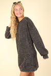 Hazel Blues® |  VERY J Mineral Washed Oversized Sweatshirt Mini Dress