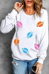 Hazel Blues® |  Football Round Neck Long Sleeve Sweatshirt