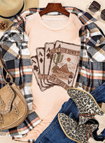 Hazel Blues® |  Khaki Western Poker Cards Graphic T Shirt