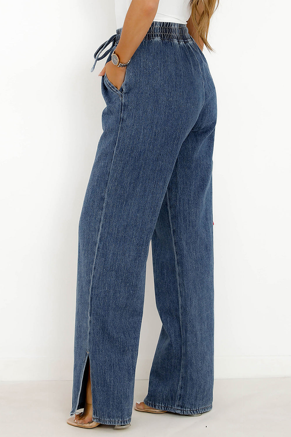 Hazel Blues® |  Slit Wide Leg Jeans with Pockets