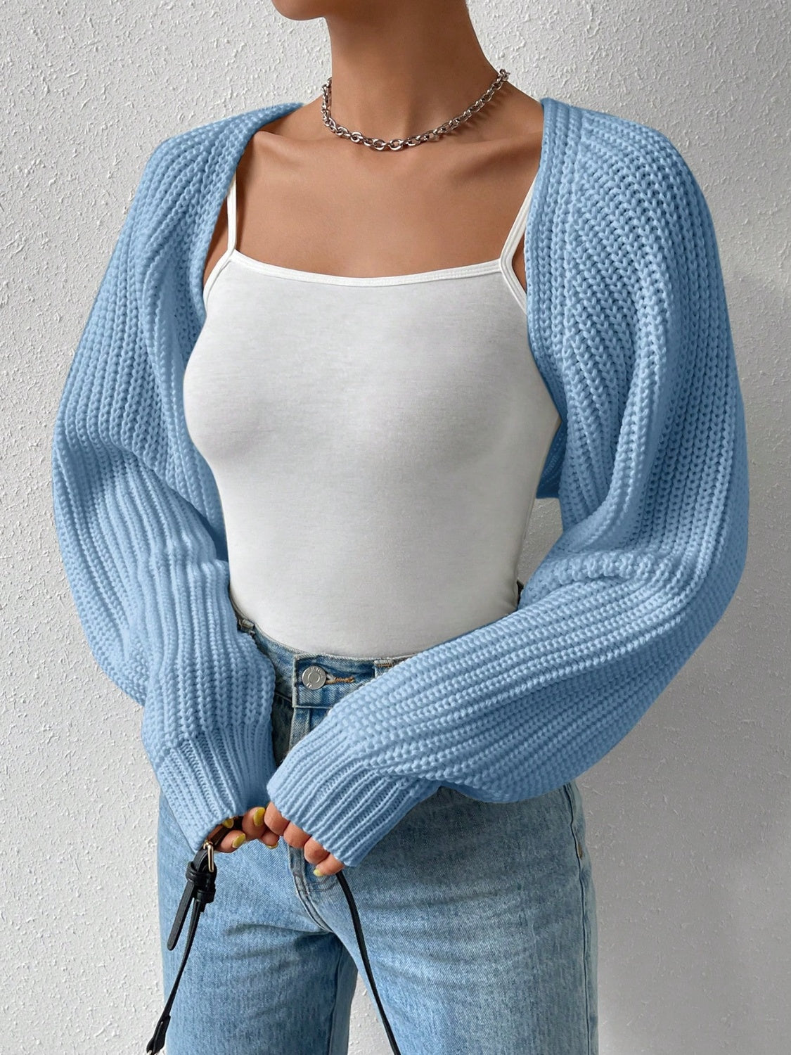 Hazel Blues® |  Honey Open Front Long Sleeve Cropped Cardigan