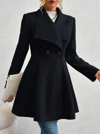 Hazel Blues® |  Collared Neck Button Up Long Sleeve Coat