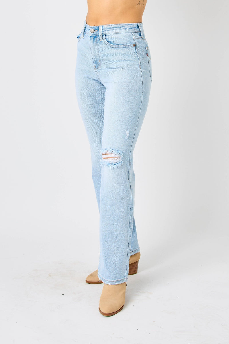 Hazel Blues® | Judy Blue High Waist Distressed Straight Jeans