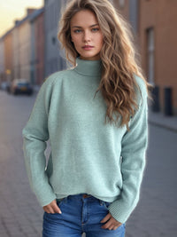 Hazel Blues® |  Solid Color Turtleneck Long Sleeve Sweater