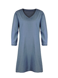 Hazel Blues® |  V-Neck Half Sleeve Denim Dress