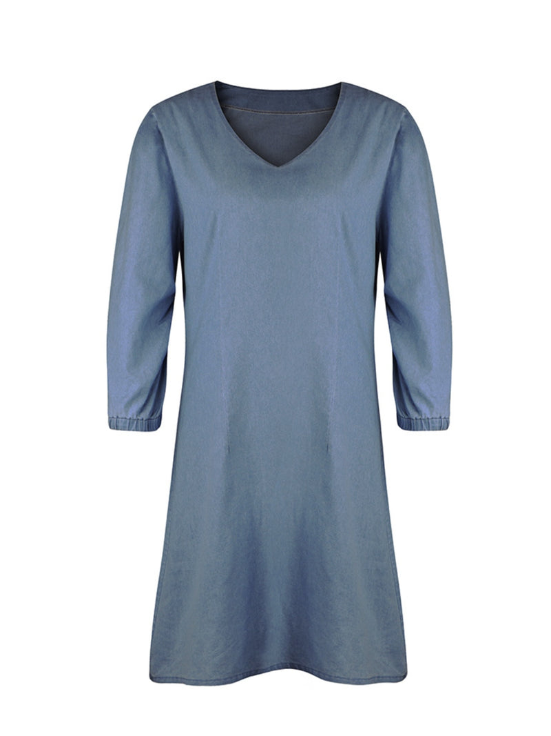 Hazel Blues® |  V-Neck Half Sleeve Denim Dress