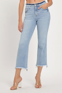 Hazel Blues® |  RISEN High Rise Raw Edge Crop Jeans