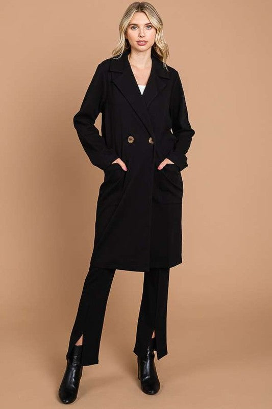 Hazel Blues® |  Culture Code Double Breast Lapel Collar Coat