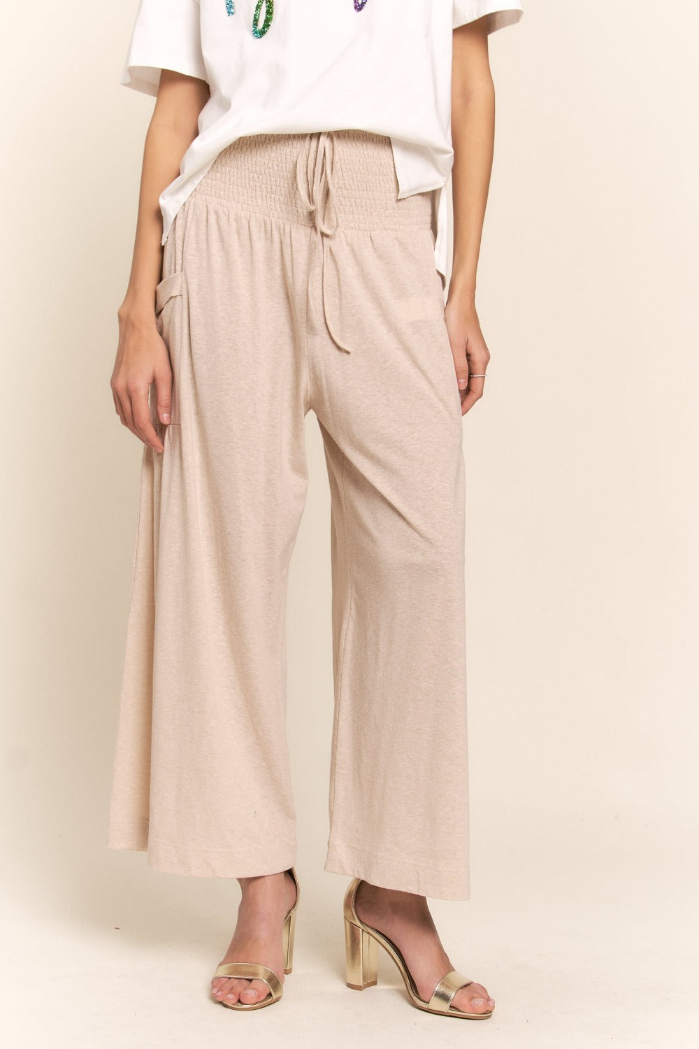 Hazel Blues® |  J.NNA Smocked Waist Boho Wide Leg Pants with Pockets