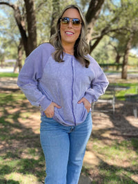 Hazel Blues® |  Best Selling Elliott Exposed Seam Sweatshirt in Five Colors