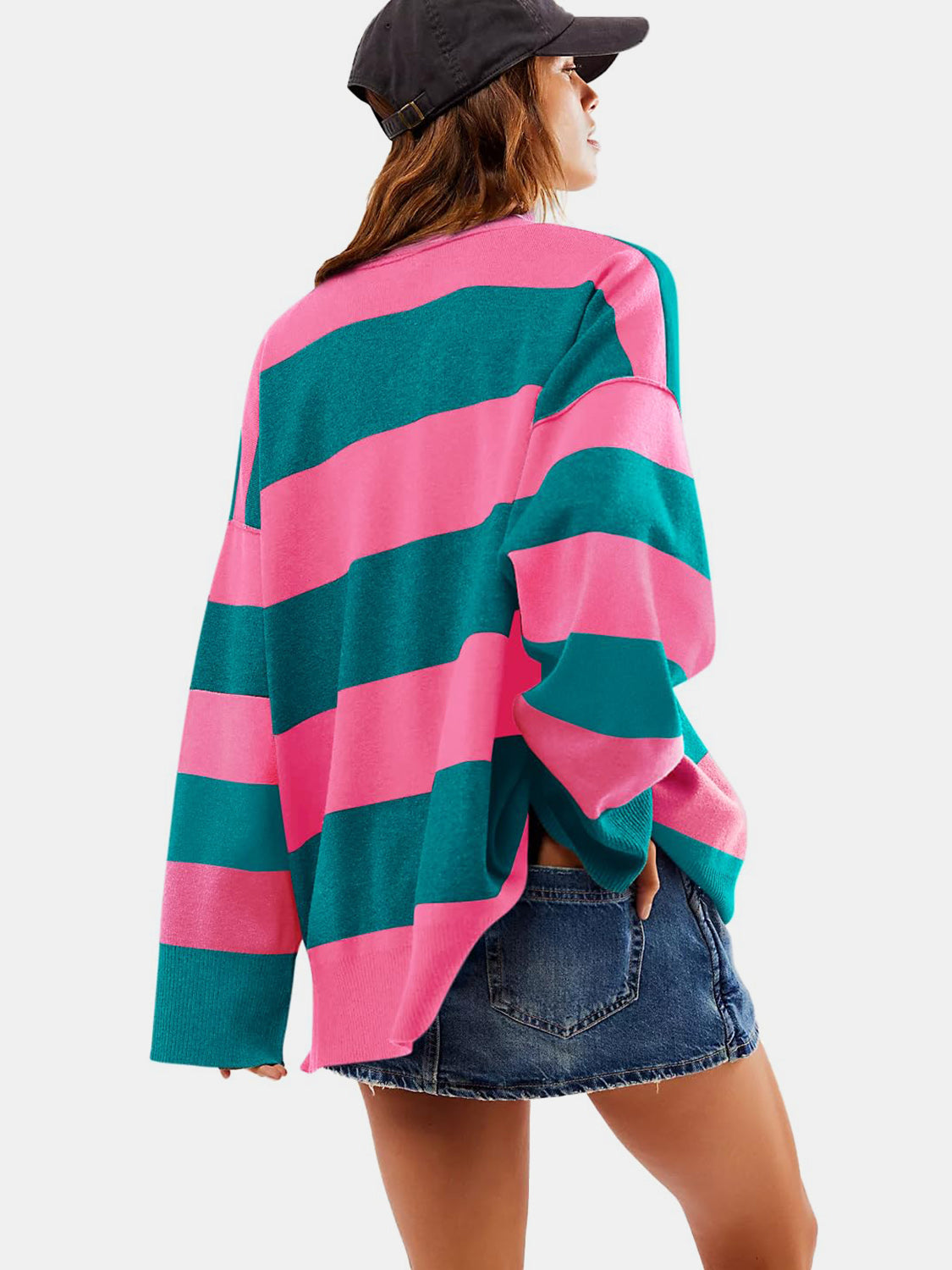 Hazel Blues® |  Color Block Half Zip Long Sleeve Sweater