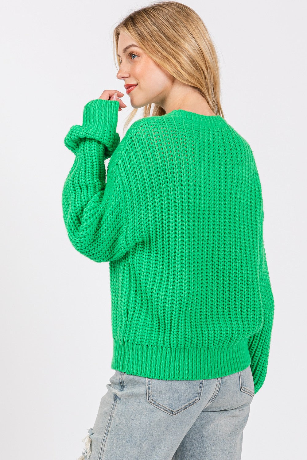 Hazel Blues® |  SAGE + FIG Round Neck Drop Shoulder Sweater