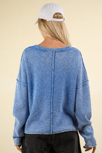 Hazel Blues® |  VERY J Mineral Washed Exposed Seam Sweater