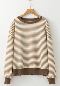 Hazel Blues® |  Striped Round Neck Long Sleeve Sweatshirt