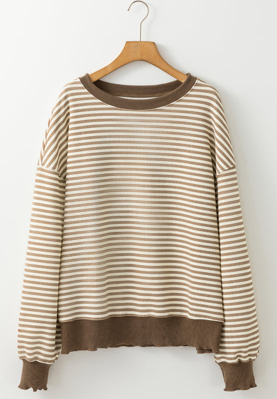 Hazel Blues® |  Striped Round Neck Long Sleeve Sweatshirt