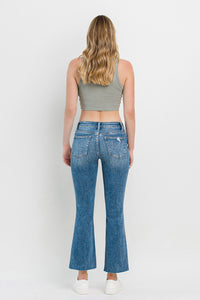 Hazel Blues® |  Vervet by Flying Monkey Mid Rise Distressed Cropped Flare Jeans