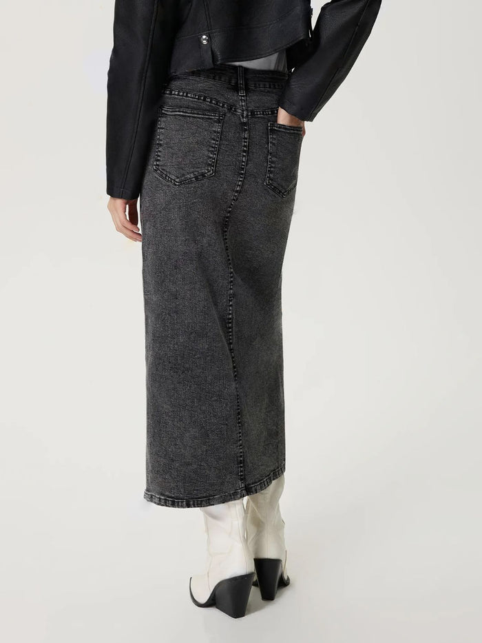 Hazel Blues® |  Slit Midi Denim Skirt with Pockets