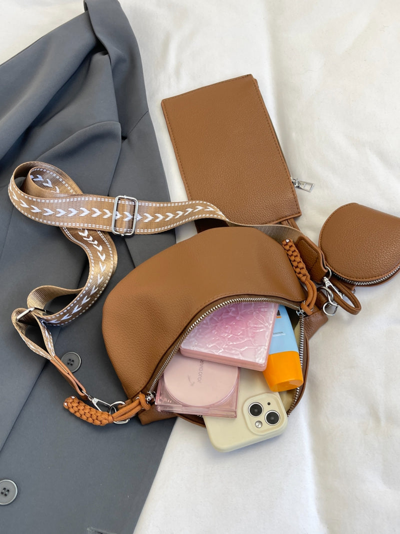 Hazel Blues® |  PU Leather Adjustable Strap Crossbody Bag with Coin Purse