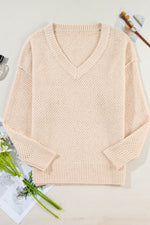 Hazel Blues® |  V-Neck Dropped Shoulder Long Sleeve Sweater