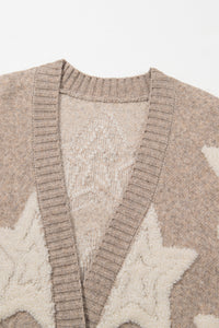 Hazel Blues® |  Sherpa Star V-Neck Cardigan with Pockets