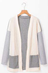 Hazel Blues® |  Open Front Long Sleeve Striped Cardigan with Pockets