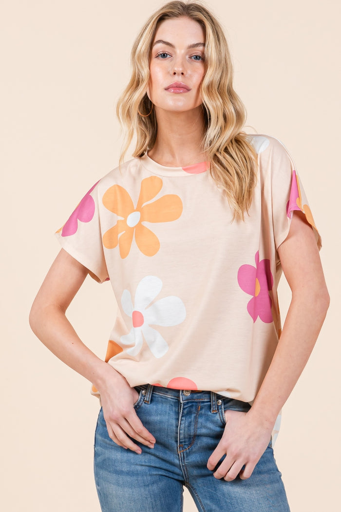 Hazel Blues® |  BOMBOM Floral Short Sleeve T-Shirt